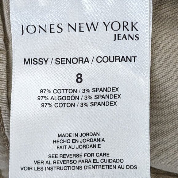 Women's JONES NEW YORK, Casual Khaki, Mid Rise Zip Pants; Size 8 - Picture 4 of 5